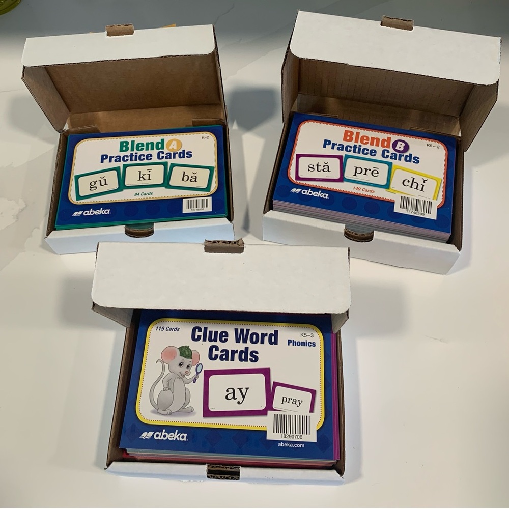 Abeka Blend A and B Practice Cards and Clue Word Cards